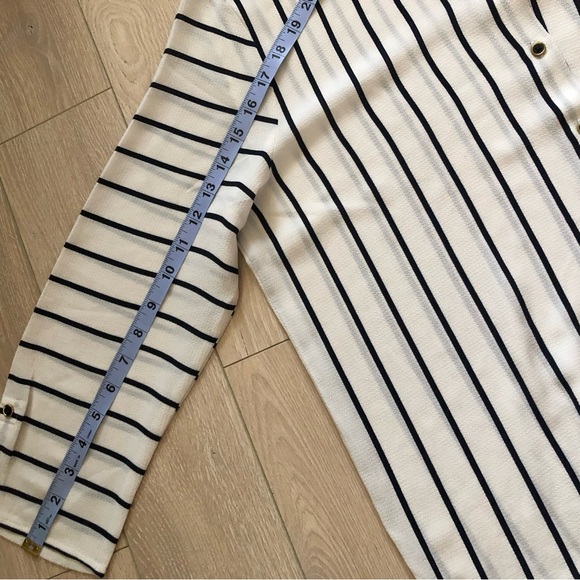 Jacqueline de Yong by Only Cream & Navy Striped Shirt Size 40 Small - Picture 11 of 13
